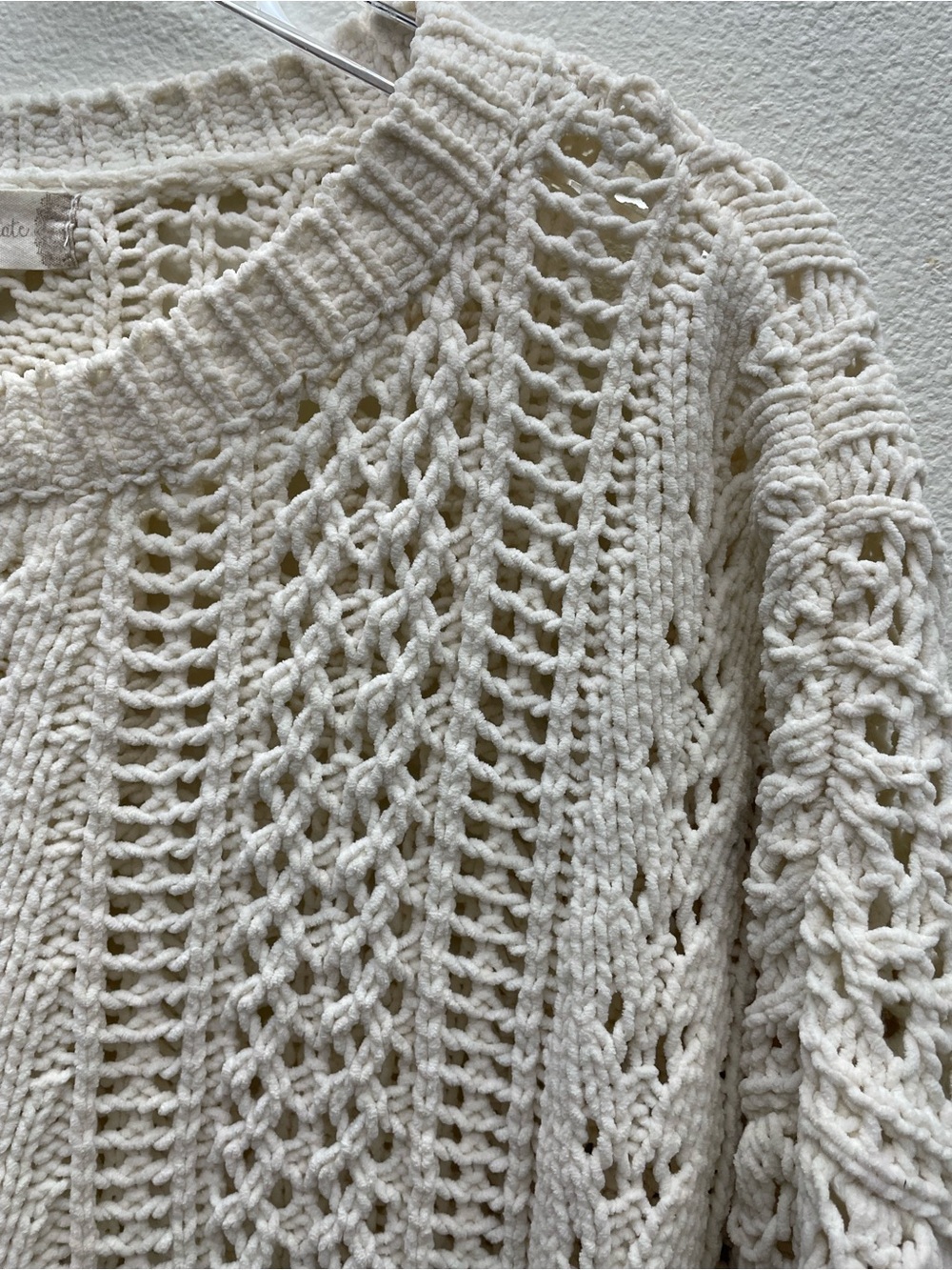 Altar'd State Cream Open-Knit Crochet Sweater Size Large - Picture 2 of 8